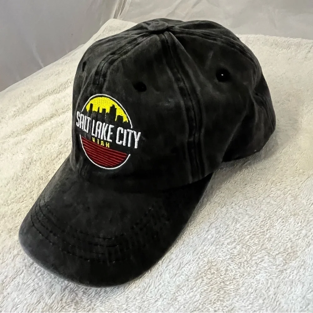 Salt Lake City Embroidered Cotton Dark Grey Adjustable Cap